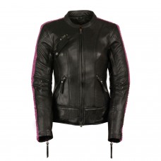 Ladies Black & Purple Racer Jacket w/ Phoenix Studding & Embroidery