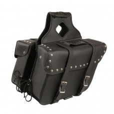 LARGE ZIP-OFF PVC SLANTED THROW OVER STUDDED SADDLE BAG