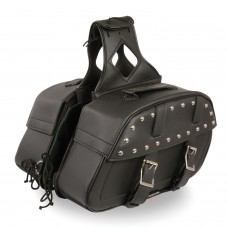 ZIP-OFF PVC STUDDED THROW OVER ROUNDED SADDLE BAG