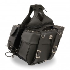 ZIP-OFF PVC THROW OVER SADDLE BAG W/ RIVETS & CONCHO