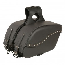 ZIP-OFF PVC STUDDED VELCRO CLOSE THROW OVER SADDLE BAG