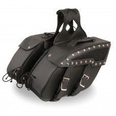 MEDIUM ZIP-OFF STUDDED PVC SLANTED THROW OVER SADDLE BAG