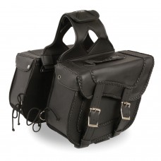 MEDIUM BRAIDED ZIP-OFF TWO BUCKLE PVC THROW OVER SADDLE BAG