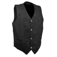 Men's Classic Snap Front Denim Biker Vest