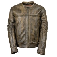 Men's Brown Distressed Scooter Jacket w/ Venting